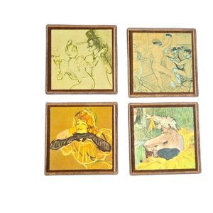 Vintage Henri de Toulouse-Lautrec Coasters Set of 4